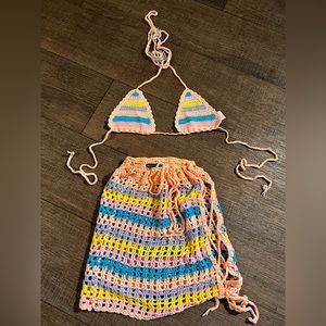 Crochet Multi-Color Skirt Set